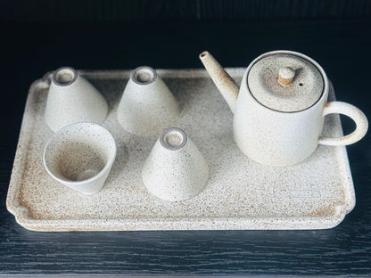 MINIATURE POTTERY TEAPOT WHITE SET