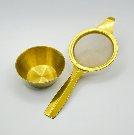 GOLD TEA STRAINER & COLANDER