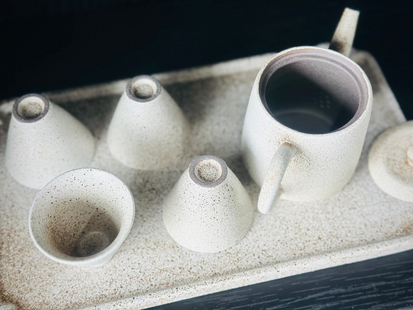 MINIATURE POTTERY TEAPOT WHITE SET