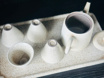 MINIATURE POTTERY TEAPOT WHITE SET