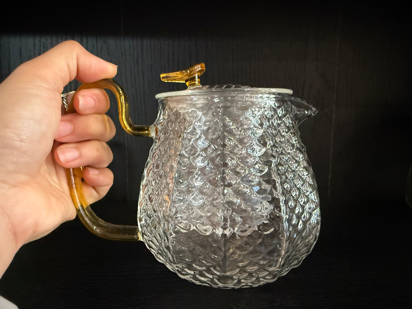 Textured Glass Teapot with Strainer